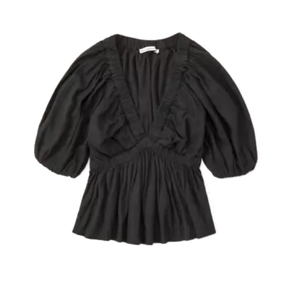 Abercrombie & Fitch Black Linen Blouse